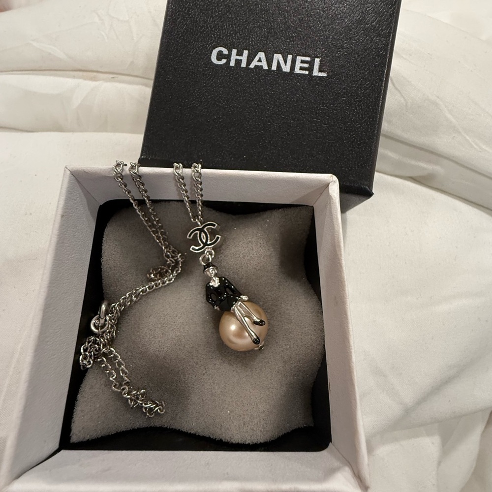 Chanel enamel and pearl “coco over the moon” necklace